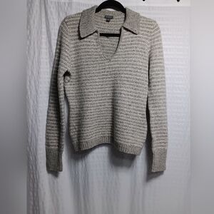 Ann Taylor Merino Wool blend Collared v neck Sweater.  Ladies size L